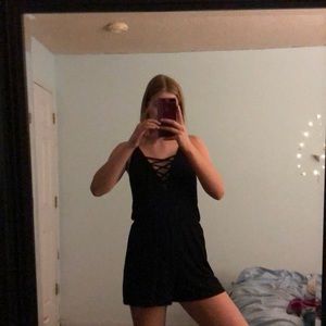 Cute Topshop black cross neck romper